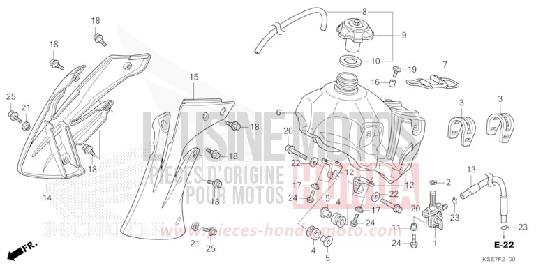 RESERVOIR A CARBURANT de CRF150R "Grandes Roues" EXTREME RED (R292) 2022